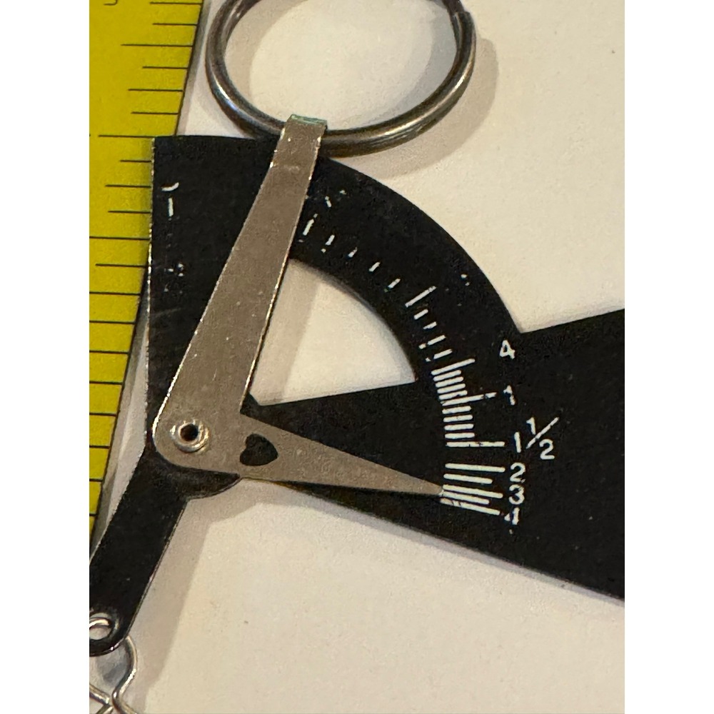 Vintage Novelty Inclinometer Protractor Keychain with Alligator Clip Black Metal